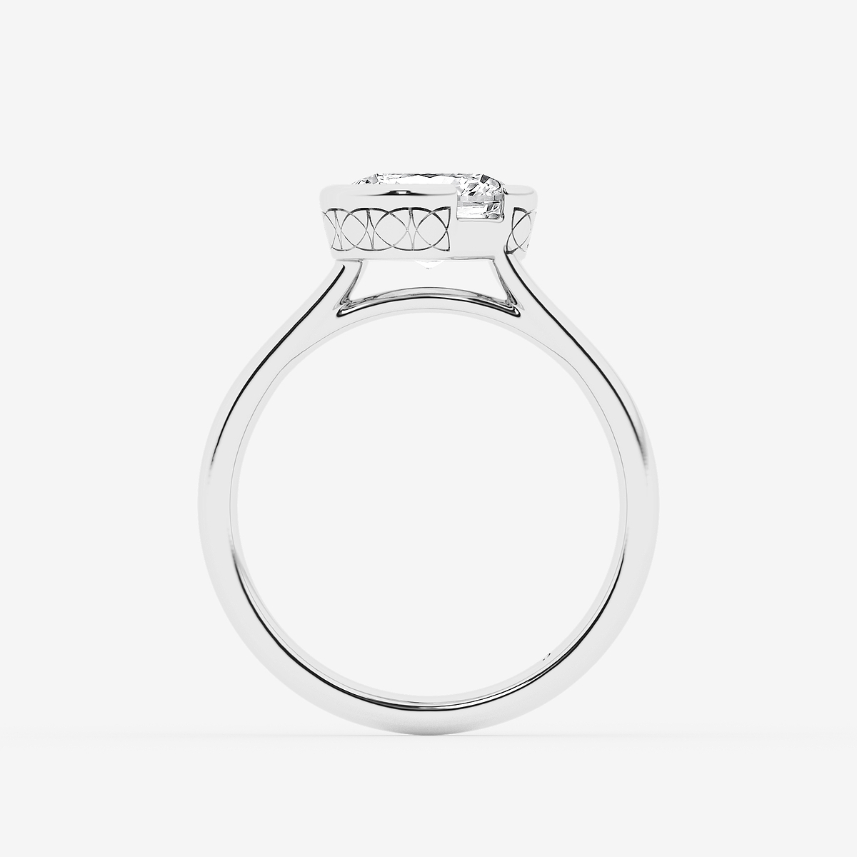 Additional Image 1 for  2 ctw Elongated Cushion Lab Grown Diamond Bezel Set Solitaire Engagement Ring