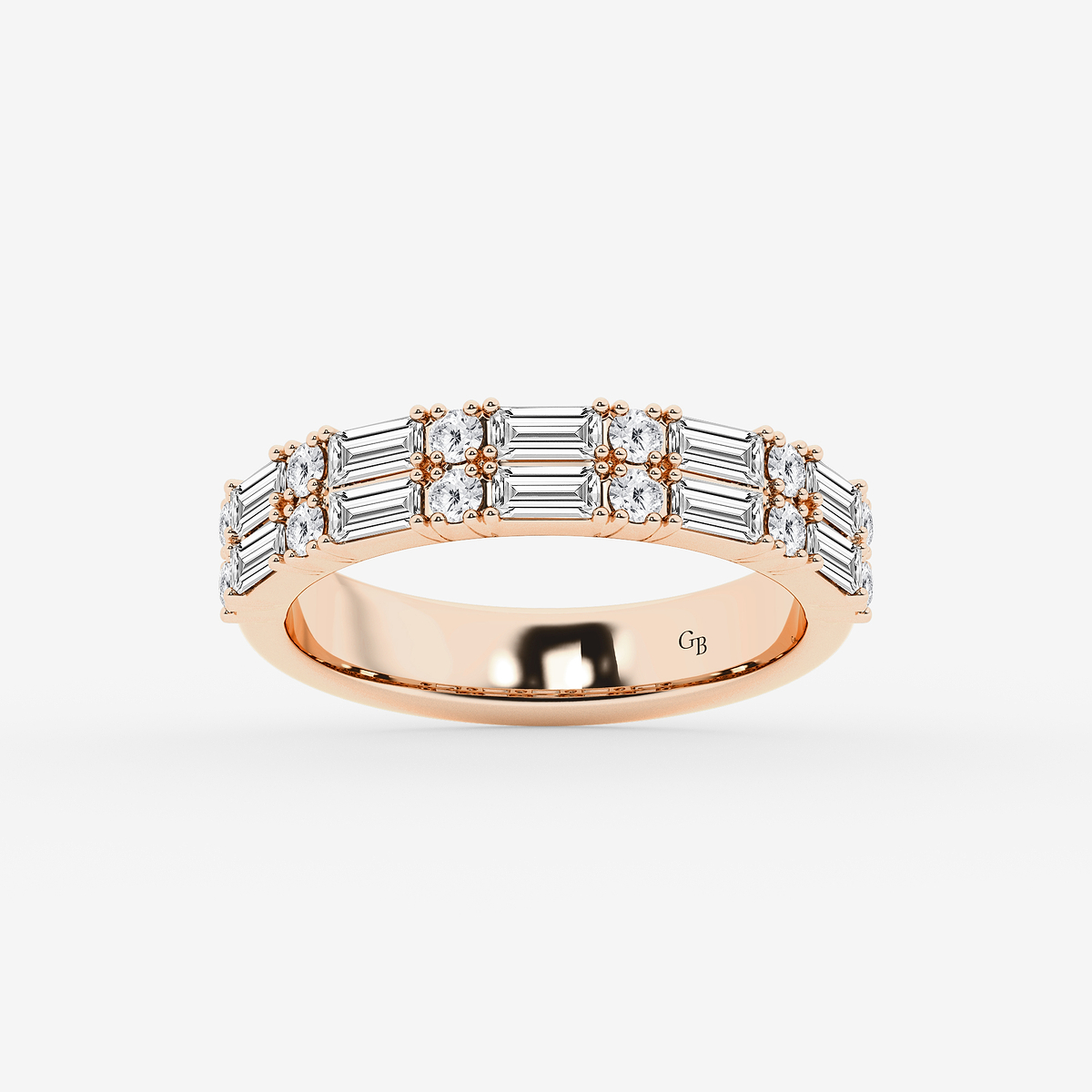 1 ctw Round & Baguette Lab Grown Diamond Double Row Ring