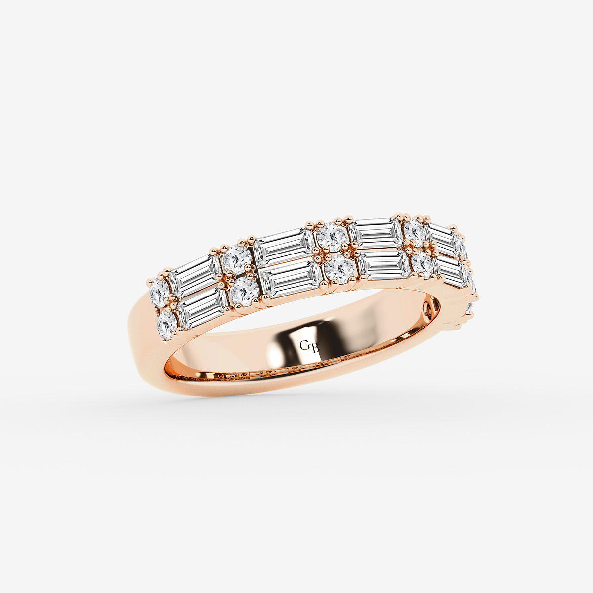 Additional Image 1 for  1 ctw Round & Baguette Lab Grown Diamond Double Row Ring