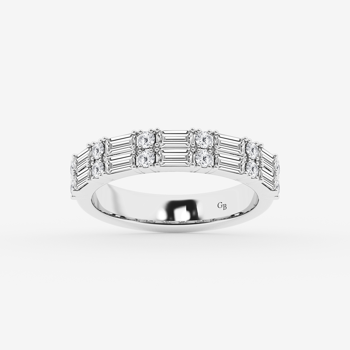 1 ctw Round & Baguette Lab Grown Diamond Double Row Ring