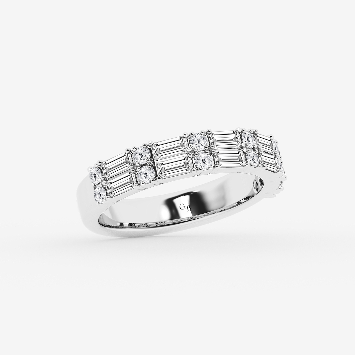 Additional Image 1 for  1 ctw Round & Baguette Lab Grown Diamond Double Row Ring