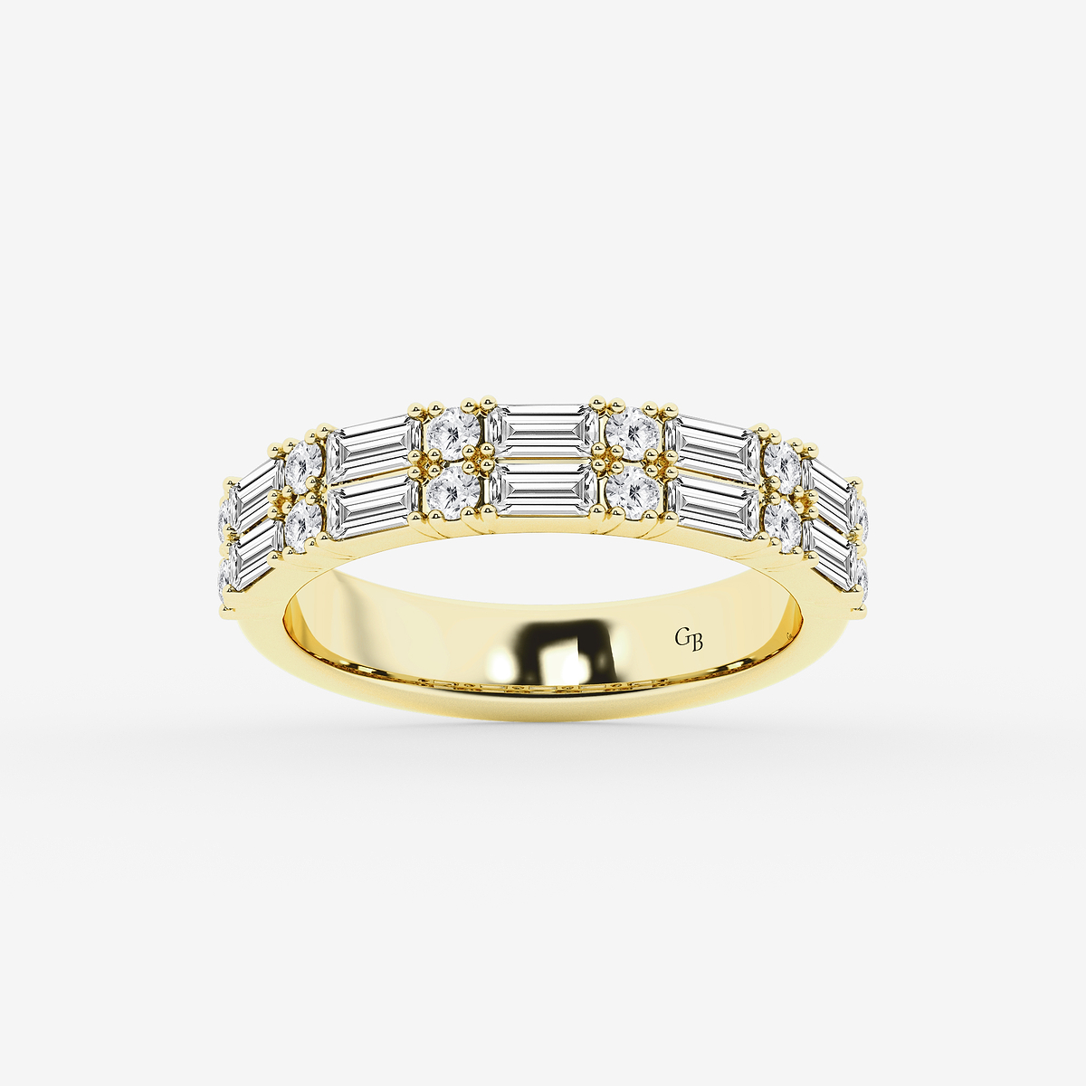 1 ctw Round & Baguette Lab Grown Diamond Double Row Ring