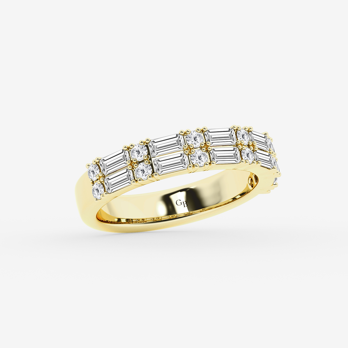 Additional Image 1 for  1 ctw Round & Baguette Lab Grown Diamond Double Row Ring