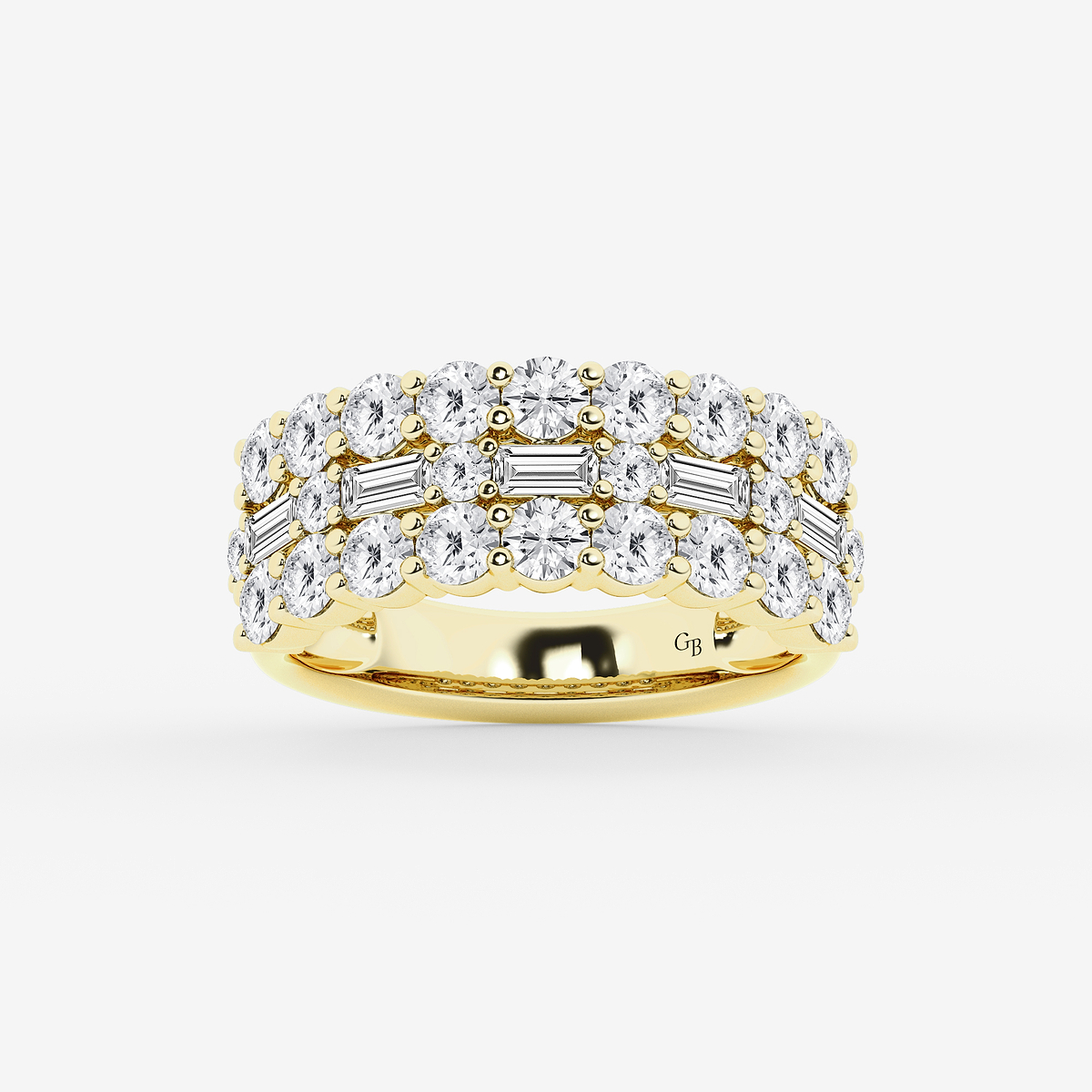 2 1/8 ctw Round & Baguette Lab Grown Diamond Triple Row Ring
