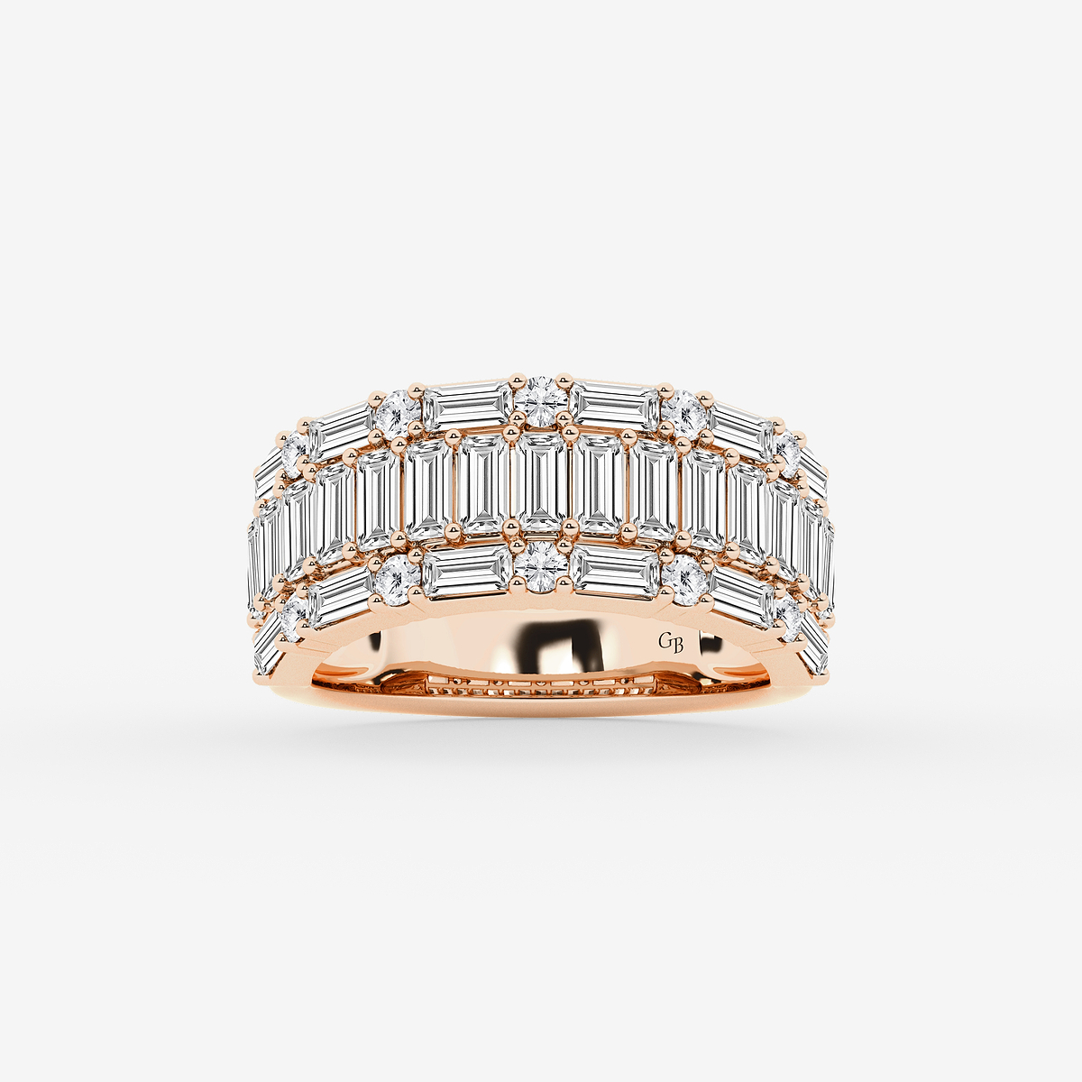 2 1/2 ctw Round & Baguette Lab Grown Diamond Triple Row Ring