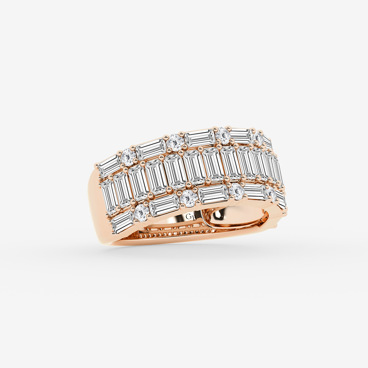 Additional Image 1 for  2 1/2 ctw Round & Baguette Lab Grown Diamond Triple Row Ring