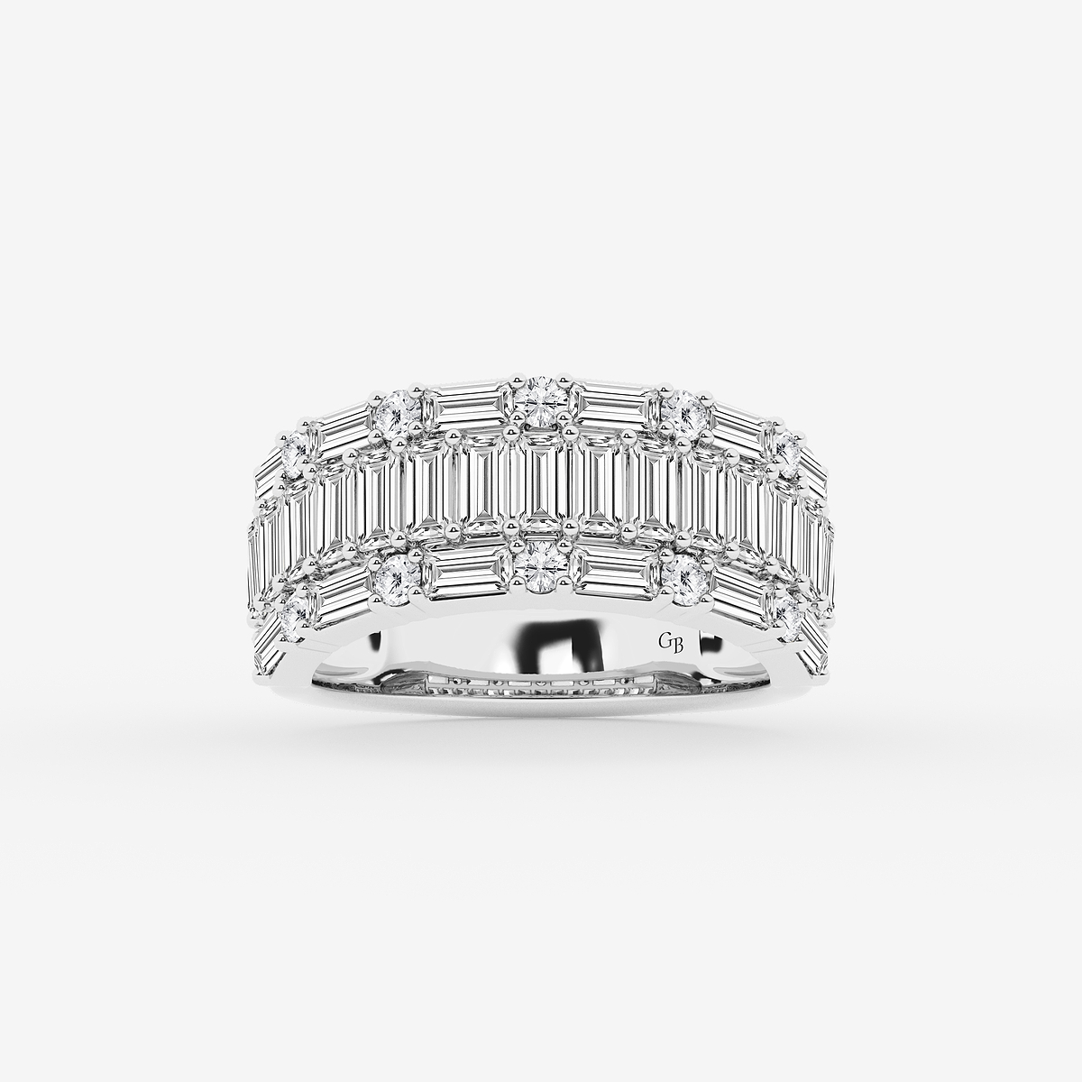 2 1/2 ctw Round & Baguette Lab Grown Diamond Triple Row Ring