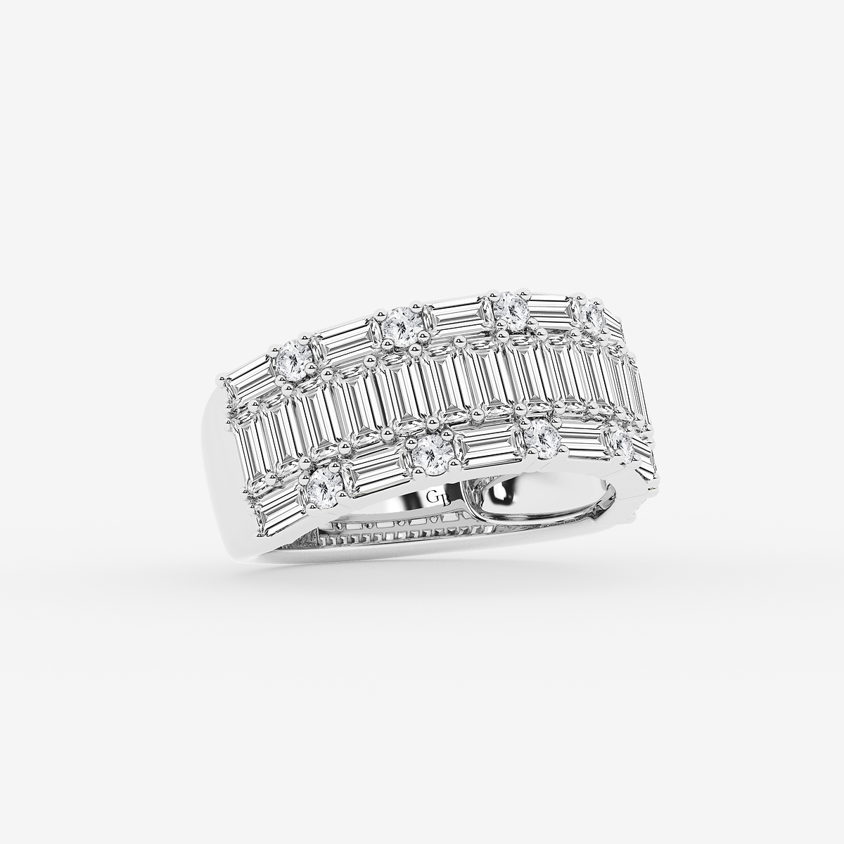 Additional Image 1 for  2 1/2 ctw Round & Baguette Lab Grown Diamond Triple Row Ring