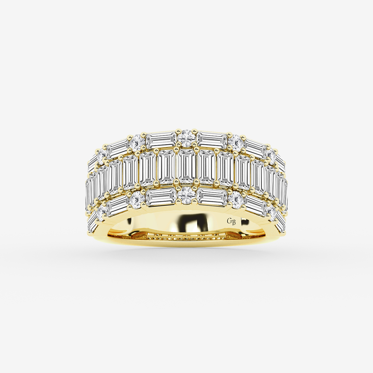 2 1/2 ctw Round & Baguette Lab Grown Diamond Triple Row Ring