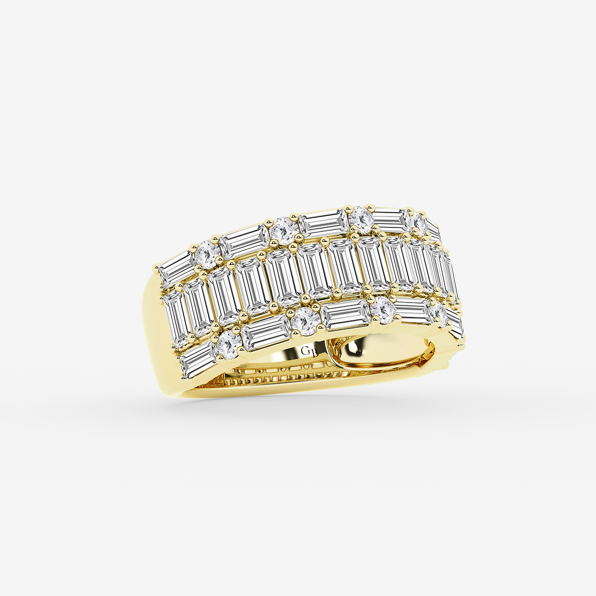 Additional Image 1 for  2 1/2 ctw Round & Baguette Lab Grown Diamond Triple Row Ring