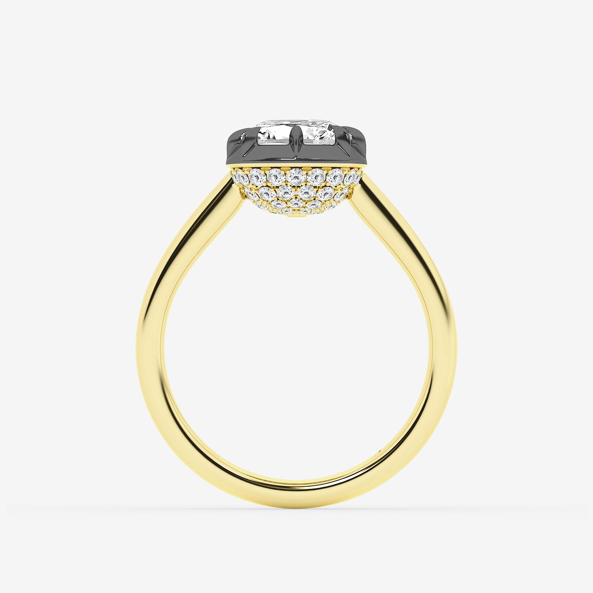 Additional Image 1 for  2 1/3 ctw Cushion Lab Grown Diamond Georgian Prong Setting Side Stone Engagement Ring With Black Rhodium
