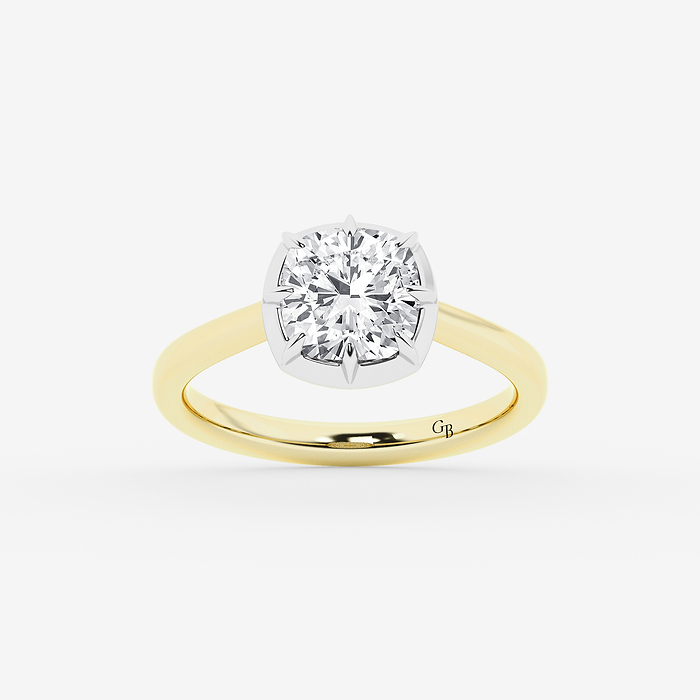 Sophia - 2 1/3 ctw Cushion Lab Grown Diamond Georgian Prong Setting Side Stone Engagement Ring