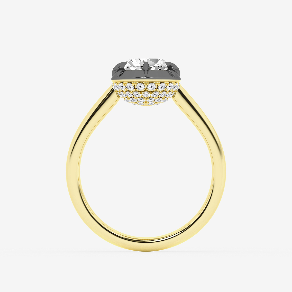 Additional Image 1 for  2 1/3 ctw Pear Lab Grown Diamond Georgian Prong Setting Side Stone Engagement Ring With Black Rhodium