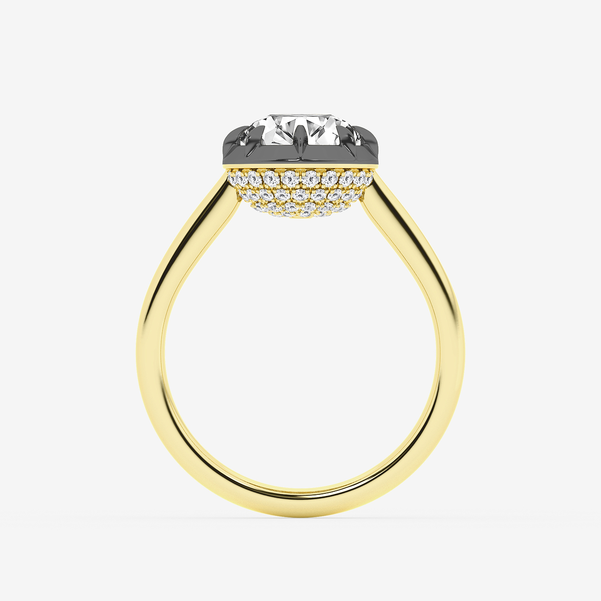 Additional Image 1 for  2 1/3 ctw Round Lab Grown Diamond Georgian Prong Setting Side Stone Engagement Ring With Black Rhodium