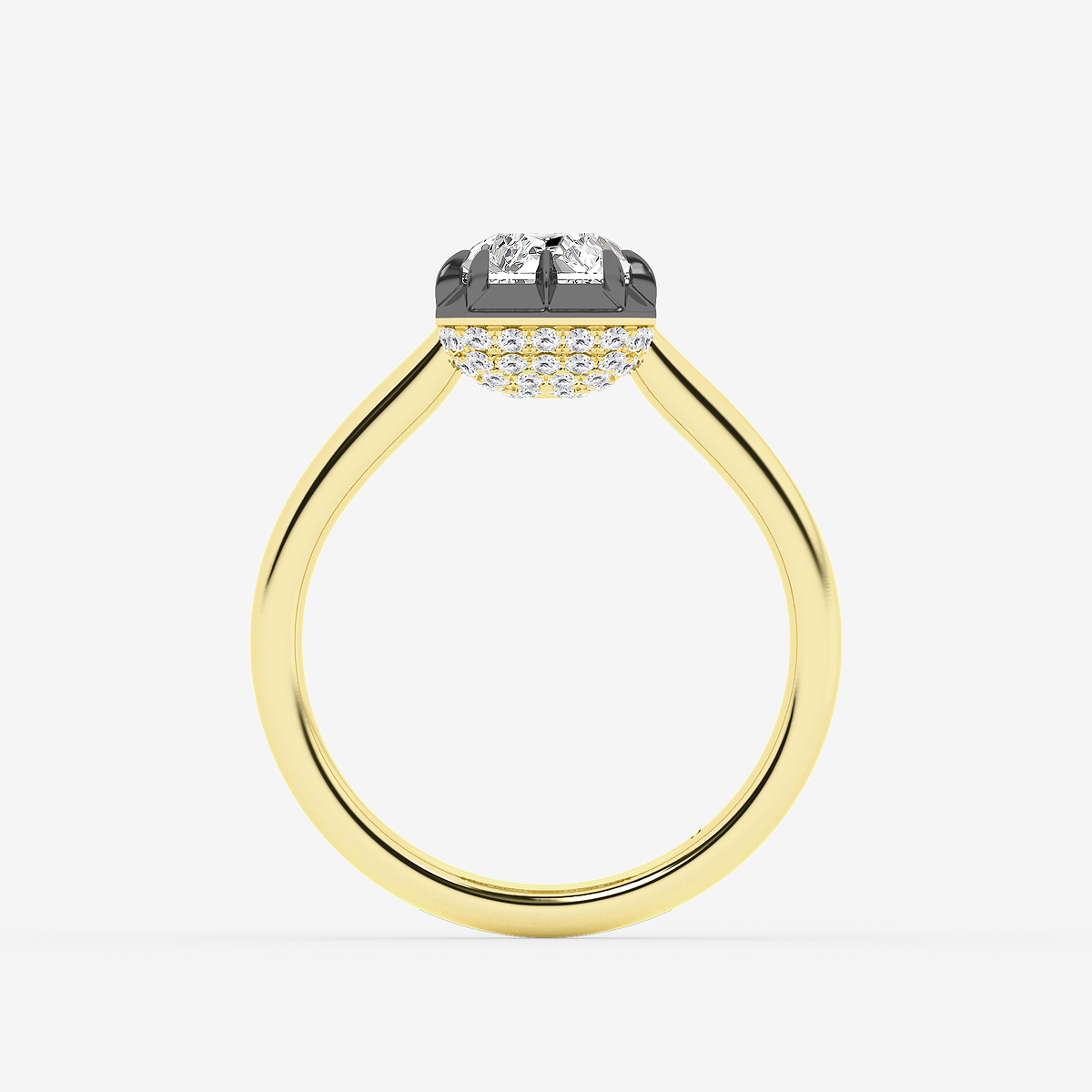 Additional Image 1 for  2 1/3 ctw Radiant Lab Grown Diamond Georgian Prong Setting Side Stone Engagement Ring With Black Rhodium