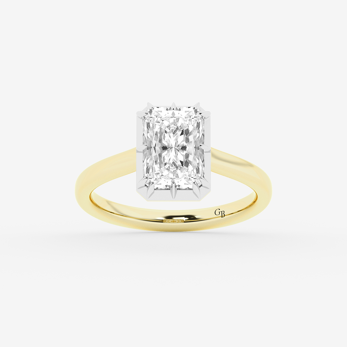 2 1/3 ctw Radiant Lab Grown Diamond Georgian Prong Setting Side Stone Engagement Ring