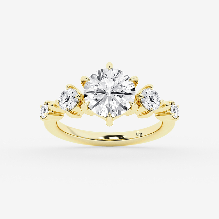 Design ID 10711 - Truly Custom 2 1/2 ctw Round Lab Grown Diamond Side Stone Engagement Ring
