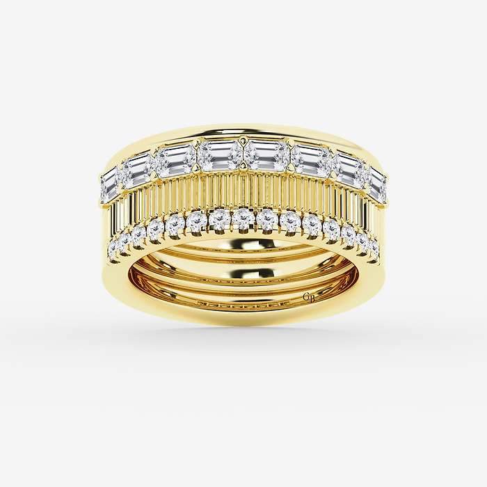 Design ID 10712 -  Truly Custom 1 1/2 ctw Emerald and Round Lab Grown Diamond Wedding Band