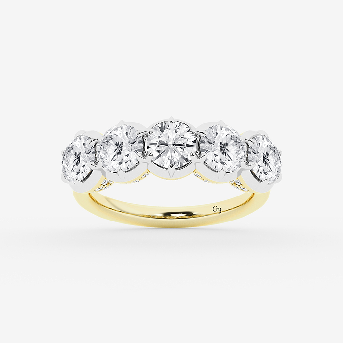 Isadora - 3 1/2 ctw Round Lab Grown Diamond Five Stone Georgian Prong Setting Anniversary Band
