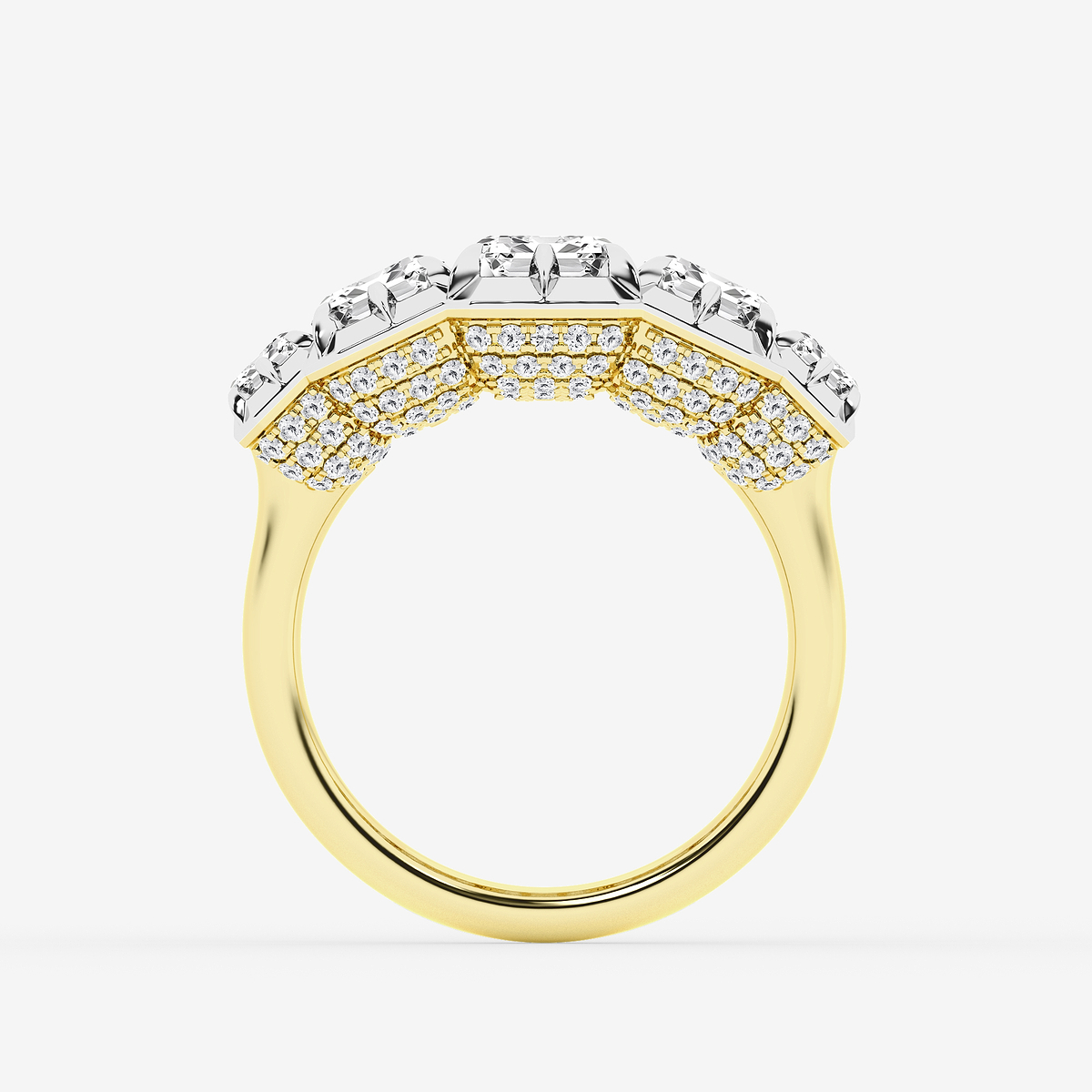 Additional Image 1 for  6 1/8 ctw Emerald Lab Grown Diamond Five Stone Georgian Prong Setting Anniversary Band