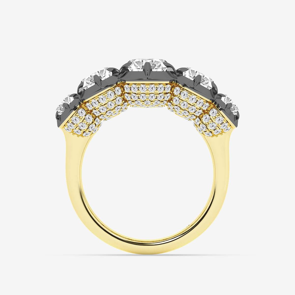 Additional Image 1 for  6 1/8 ctw Oval Lab Grown Diamond Five Stone Georgian Prong Setting Anniversary Band With Black Rhodium