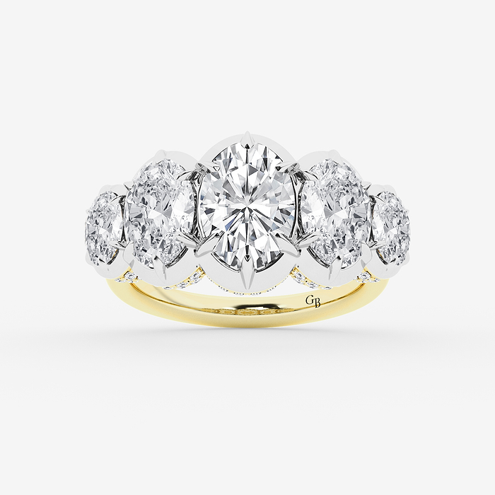 Seraphina - 6 1/8 ctw Oval Lab Grown Diamond Five Stone Georgian Prong Setting Anniversary Band