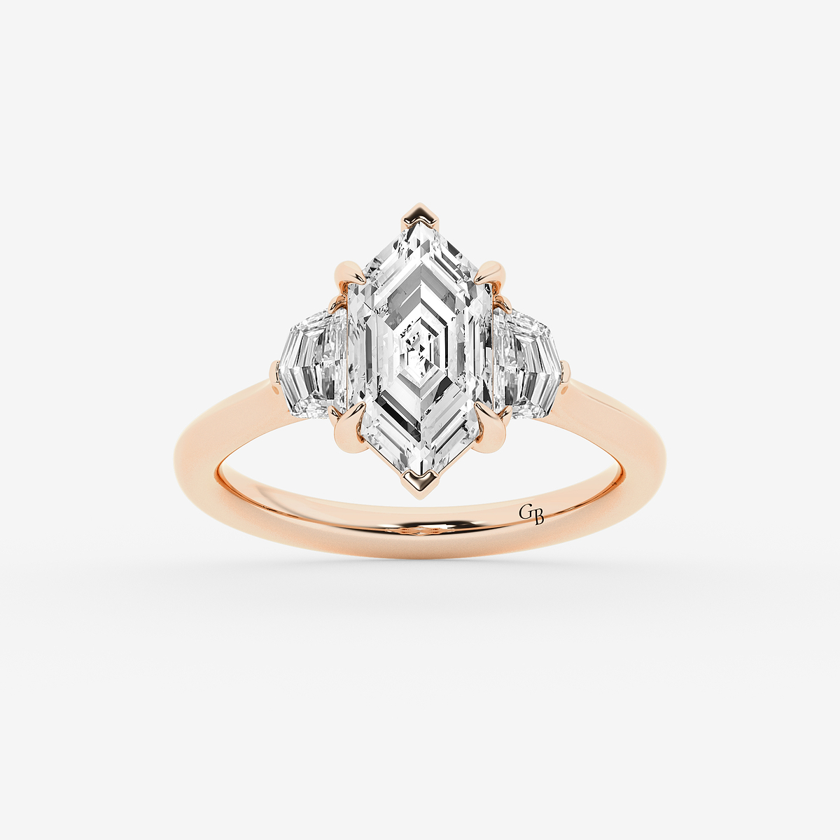 2 1/2 ctw Dutch Marquise Lab Grown Diamond Three Stone Engagement Ring with Epaulette Cut Side Stones