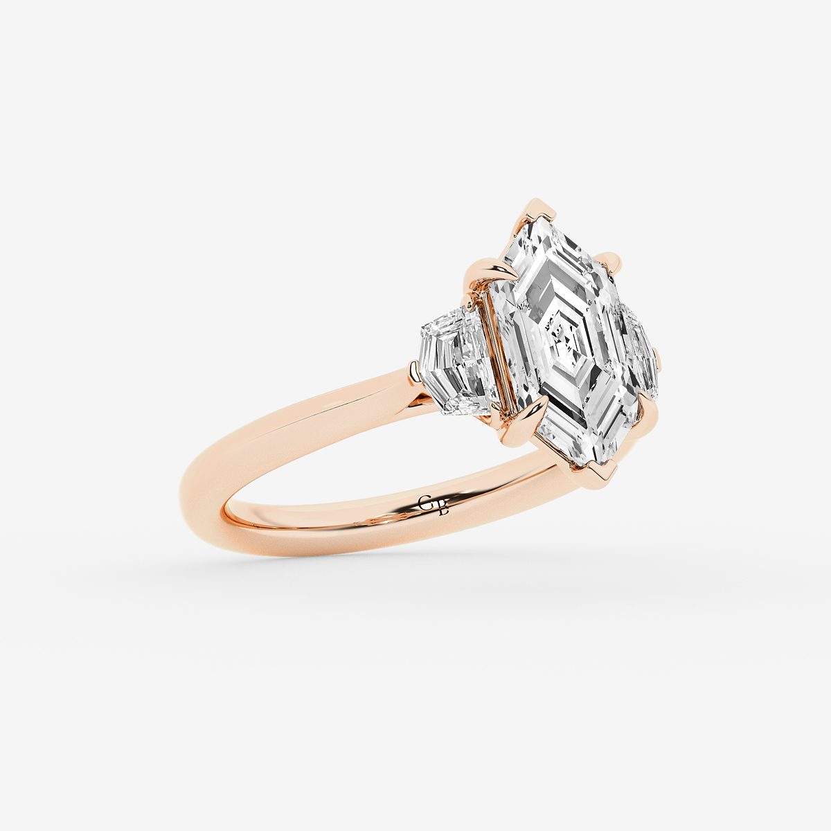 Additional Image 1 for  2 1/2 ctw Dutch Marquise Lab Grown Diamond Three Stone Engagement Ring with Epaulette Cut Side Stones