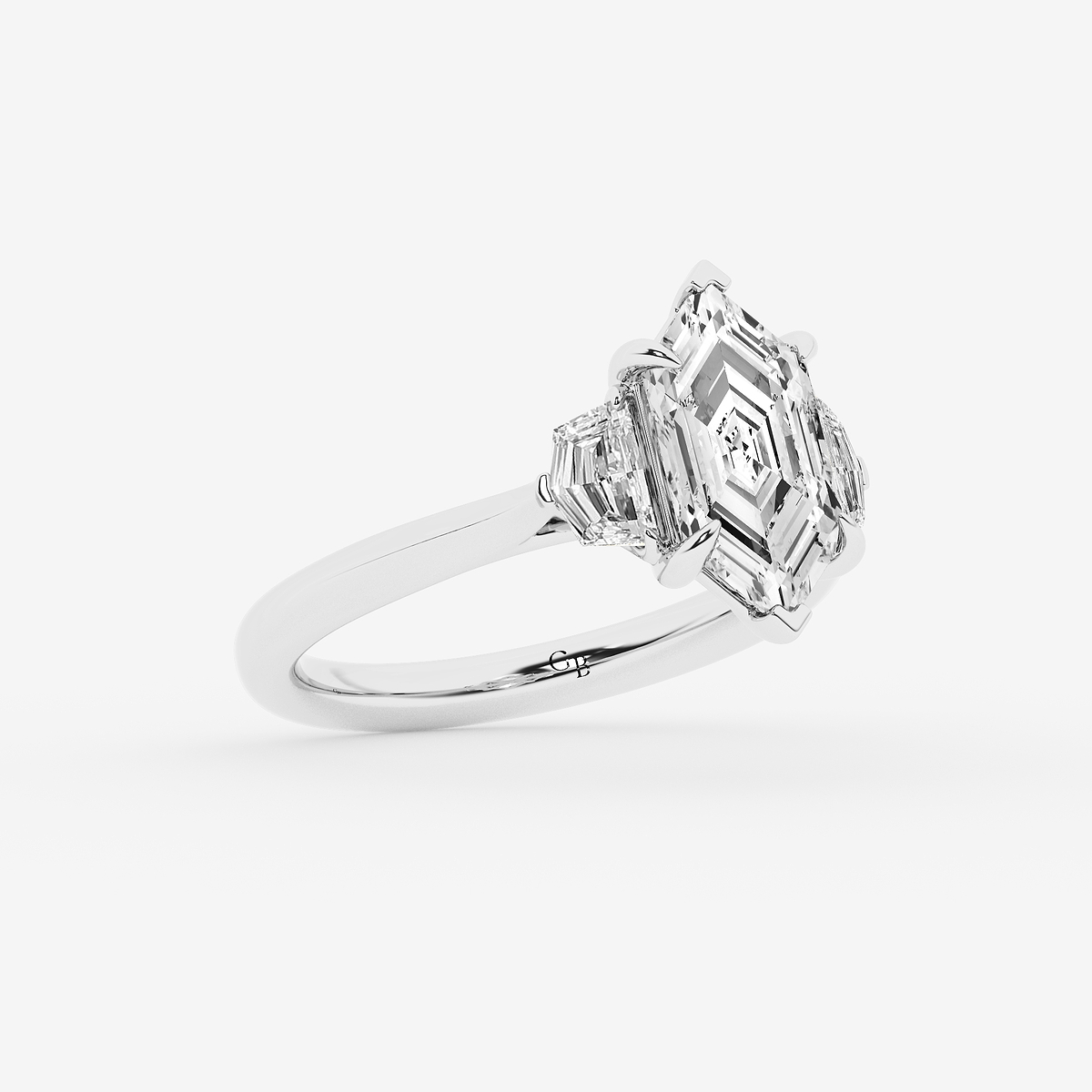 Additional Image 1 for  2 1/2 ctw Dutch Marquise Lab Grown Diamond Three Stone Engagement Ring with Epaulette Cut Side Stones