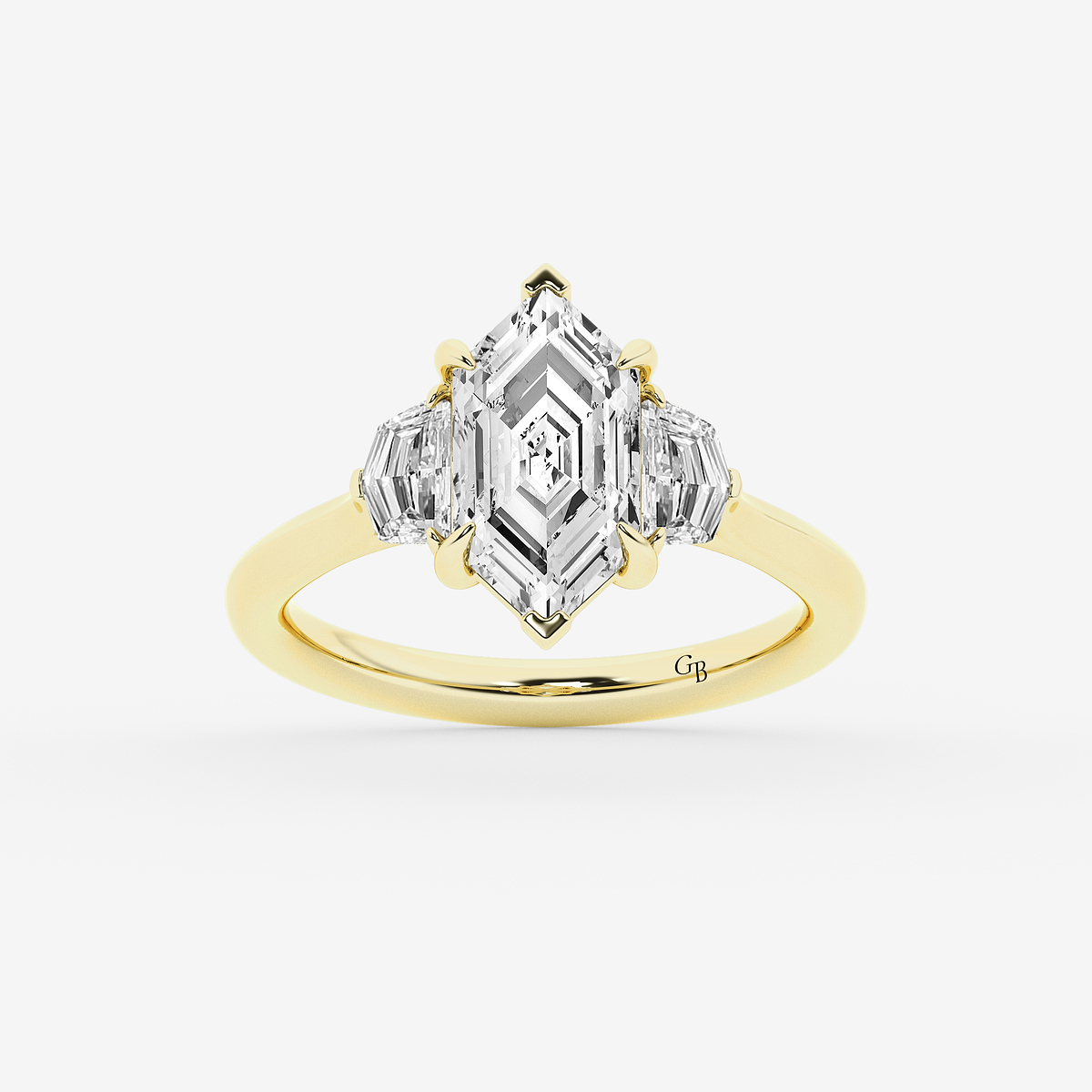 2 1/2 ctw Dutch Marquise Lab Grown Diamond Three Stone Engagement Ring with Epaulette Cut Side Stones