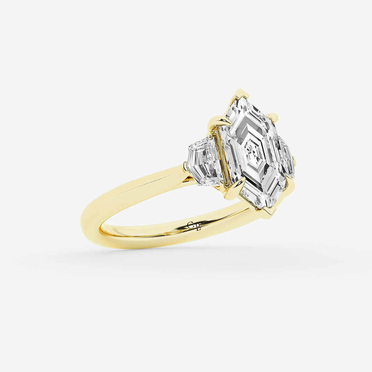 Additional Image 1 for  2 1/2 ctw Dutch Marquise Lab Grown Diamond Three Stone Engagement Ring with Epaulette Cut Side Stones