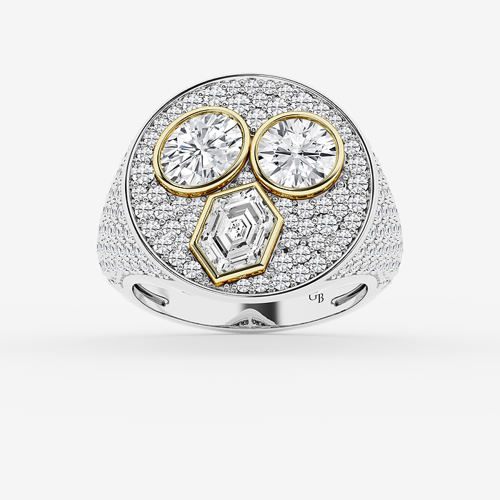 Multi-Shape Three Stone Signet Statement Ring