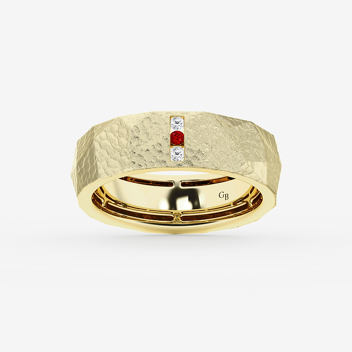 Design ID 12920 - GB Custom 1.80 mm Round Cut Created Ruby and Round Lab Grown Diamond Wedding Band