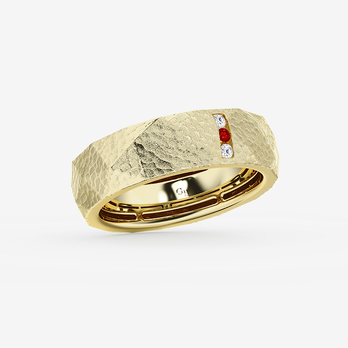 Design ID 12920 - GB Custom 1.80 mm Round Cut Created Ruby and Round Lab Grown Diamond Wedding Band
