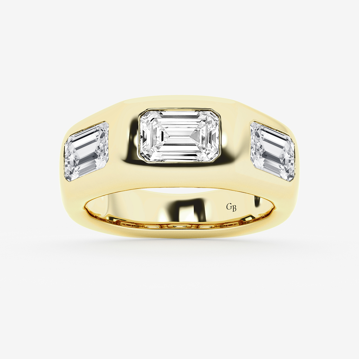 5 1/2 ctw Emerald Lab Grown Diamond East West Three Stone Men\'s Ring