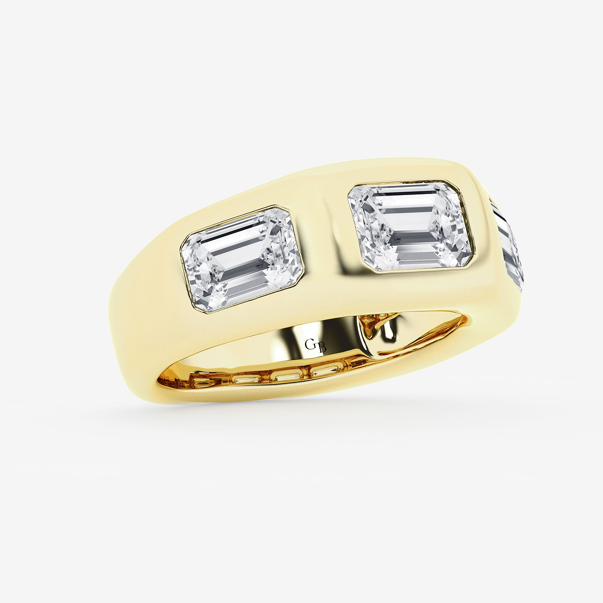 Additional Image 1 for  5 1/2 ctw Emerald Lab Grown Diamond East West Three Stone Men\'s Ring