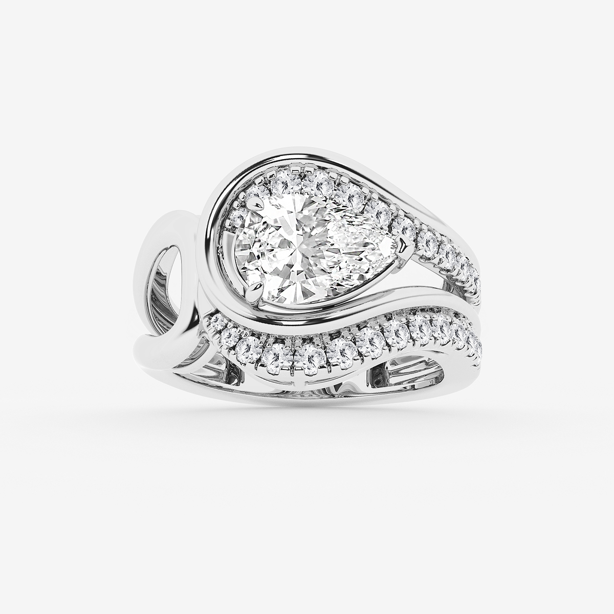 2 1/2 ctw Pear Lab Grown Diamond Swirl Statement Ring