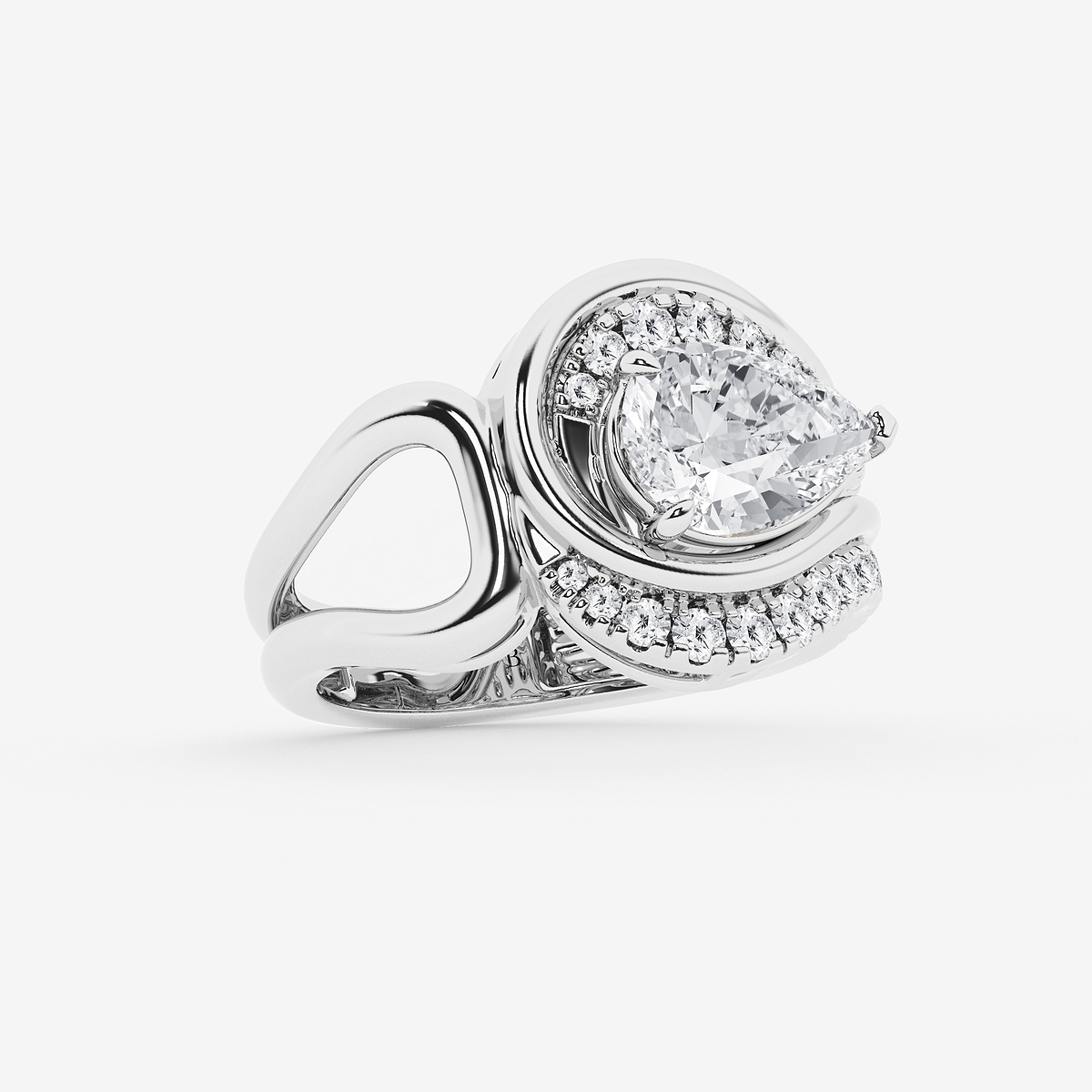 Additional Image 1 for  2 1/2 ctw Pear Lab Grown Diamond Swirl Statement Ring