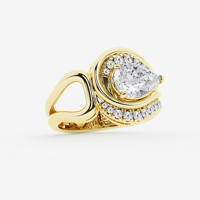 Pear Swril Ring - 2 1/2 ctw Pear Lab Grown Diamond Swirl Statement Ring