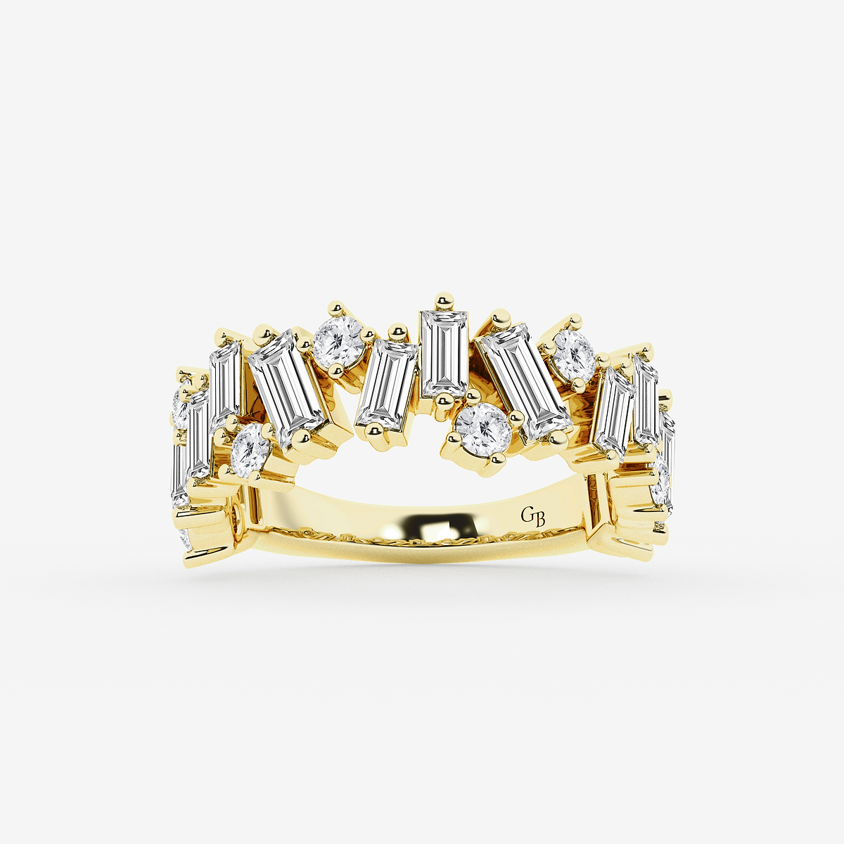 2 ctw Baguette and Round Lab Grown Diamond Alternating Statement Ring