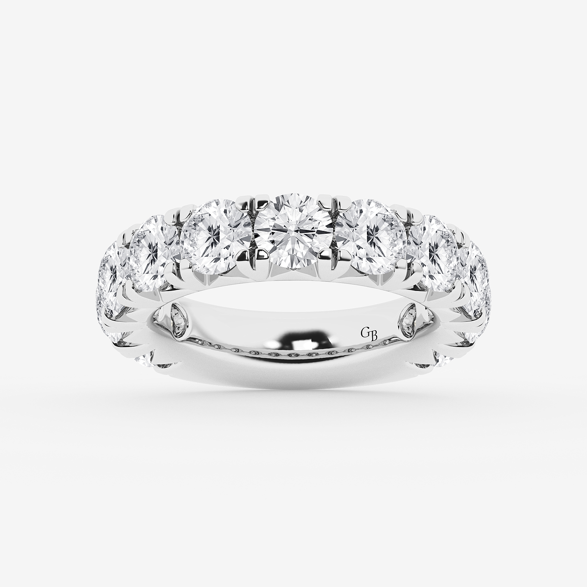 5 ctw Round Lab Grown Diamond Three Quarter Eternity Wedding Band