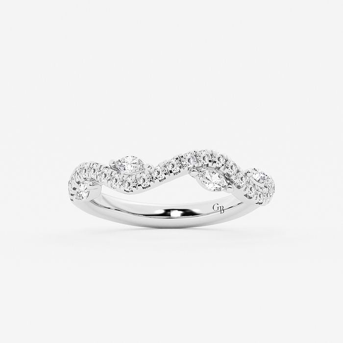 2/5 ctw Round and Marquise Lab Grown Diamond Wedding Band