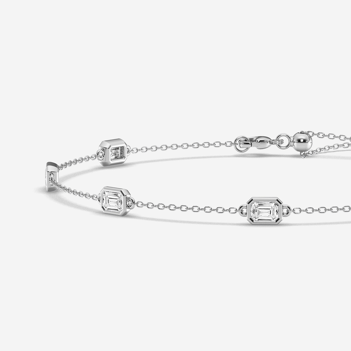 Additional Image 1 for  1 3/4 ctw Emerald Lab Grown Diamond Anklet