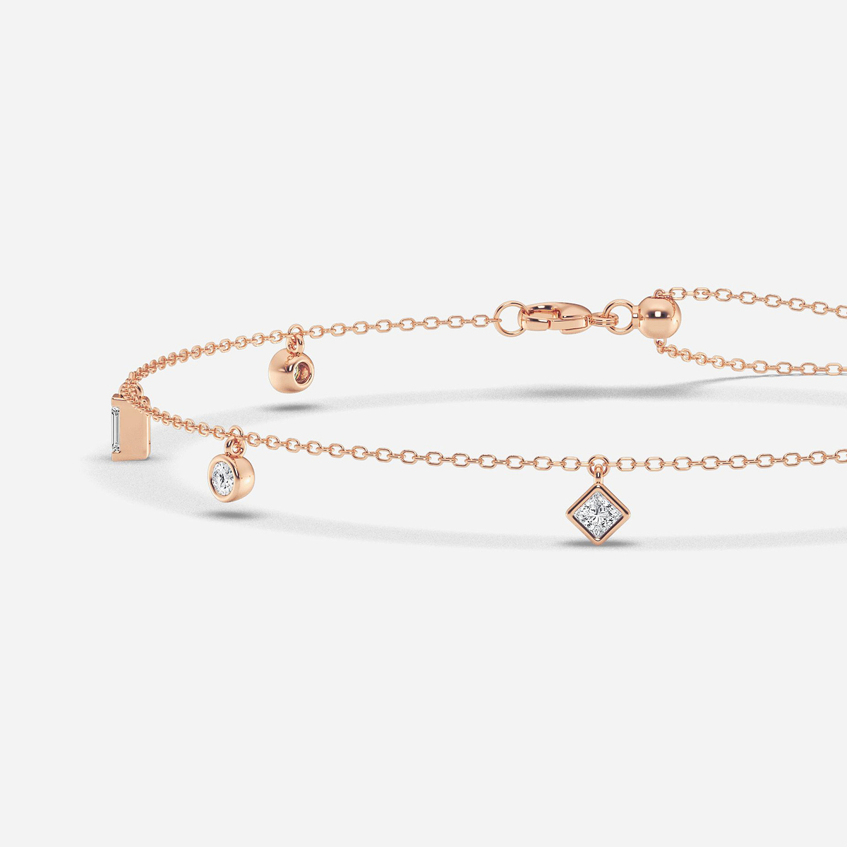 Additional Image 1 for  1 1/3 ctw Multi-Shape Lab Grown Diamond Dangle Charm Anklet