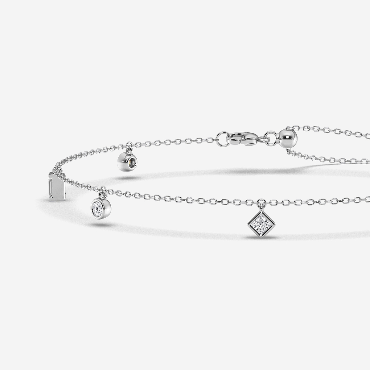 Additional Image 1 for  1 1/3 ctw Multi-Shape Lab Grown Diamond Dangle Charm Anklet