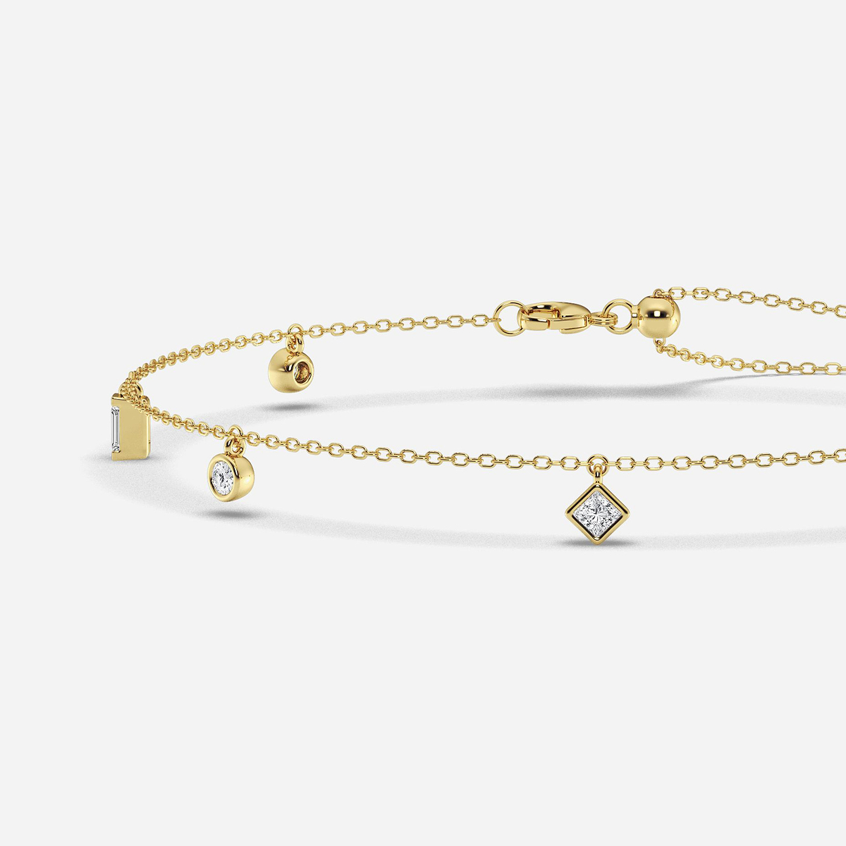Additional Image 1 for  1 1/3 ctw Multi-Shape Lab Grown Diamond Dangle Charm Anklet