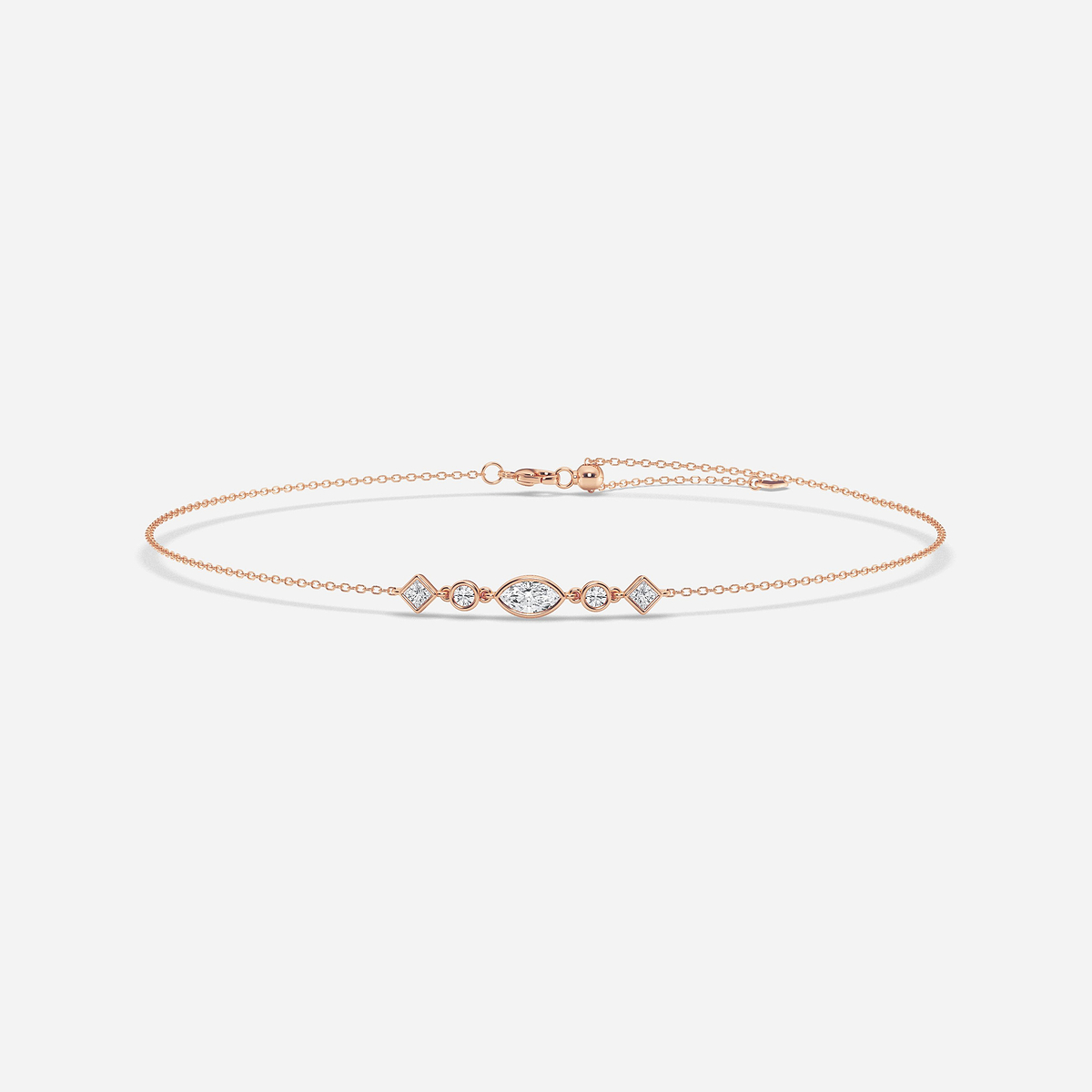 1/2 ctw Multi-Shape Lab Grown Diamond Anklet