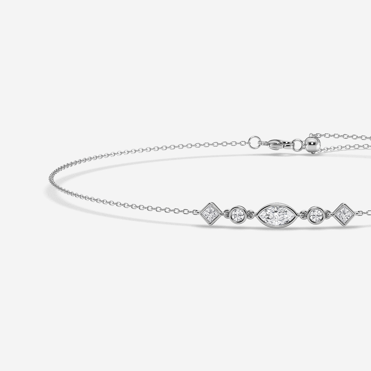Additional Image 1 for  1/2 ctw Multi-Shape Lab Grown Diamond Anklet