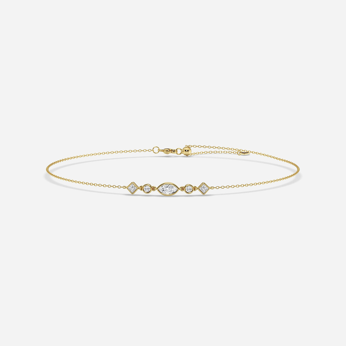 1/2 ctw Multi-Shape Lab Grown Diamond Anklet