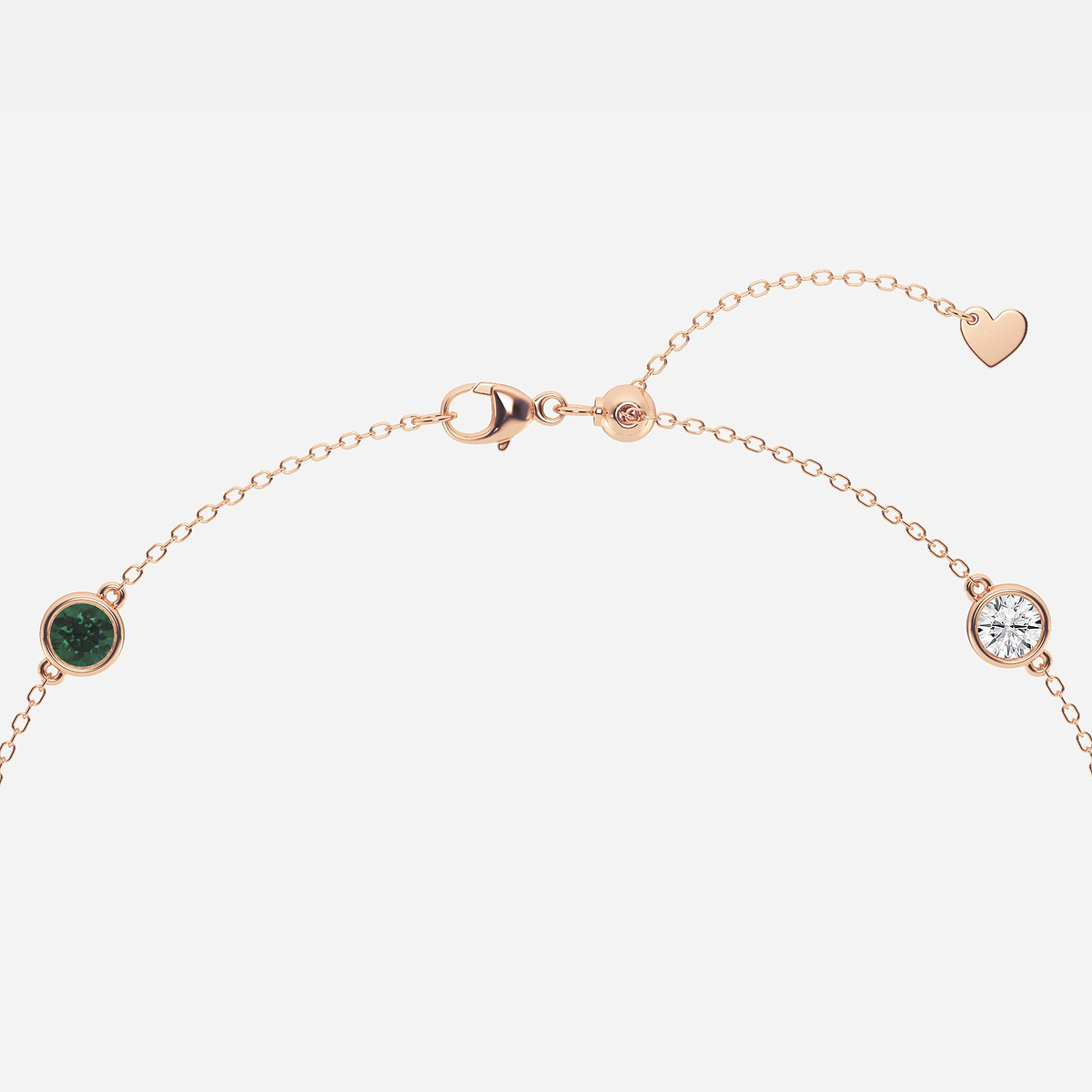 Additional Image 2 for  1 1/4 Round Cut Created Emerald and Round Lab Grown Diamond Anklet